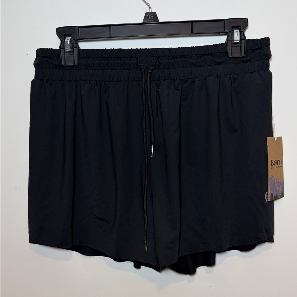 Born Outdoor Black Side Slit Active Shorts Sz L